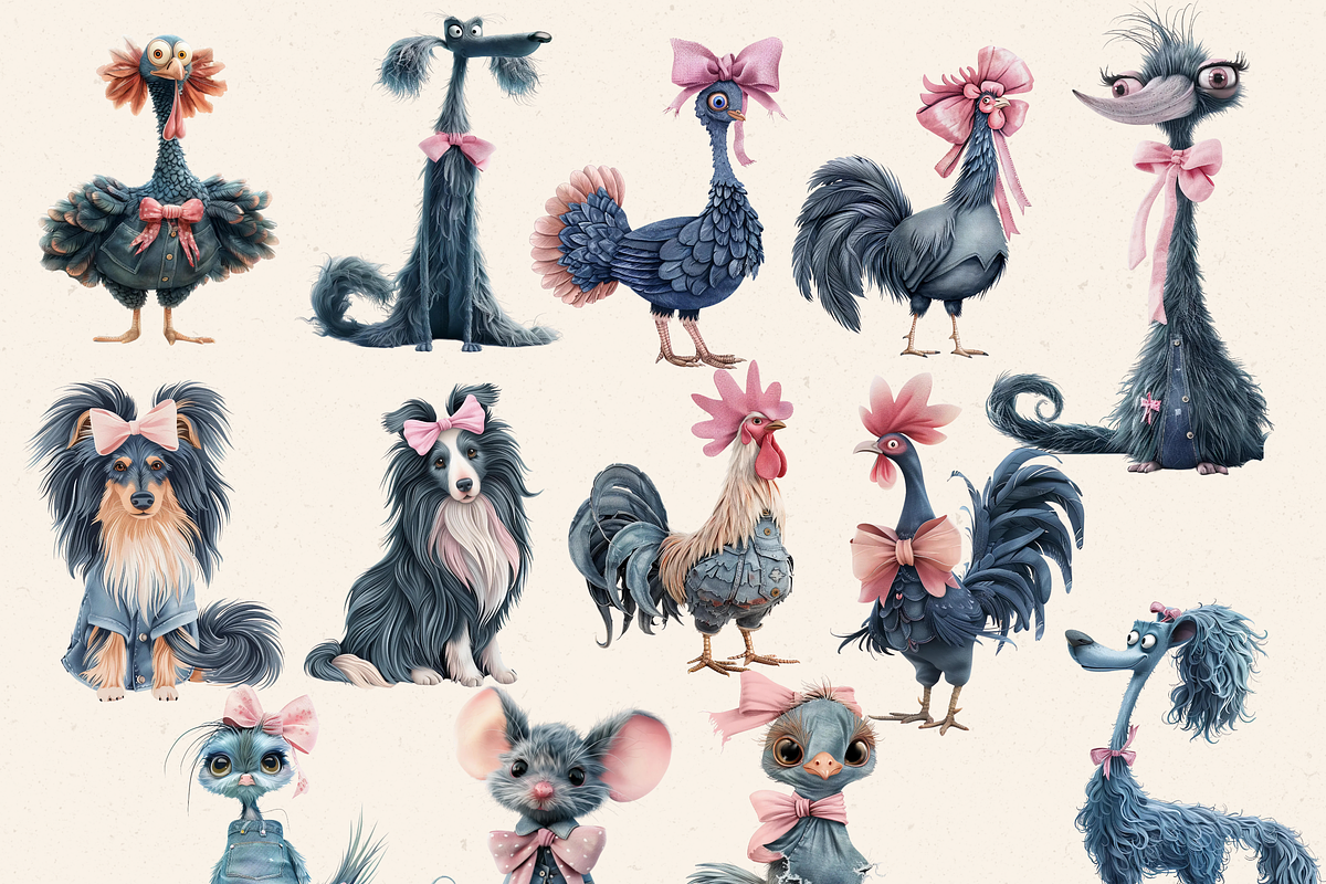 DENIM COQUETTE FARM CLIPART PACK, an Animal Illustration by Daring Digies (Photo 2 of 11)