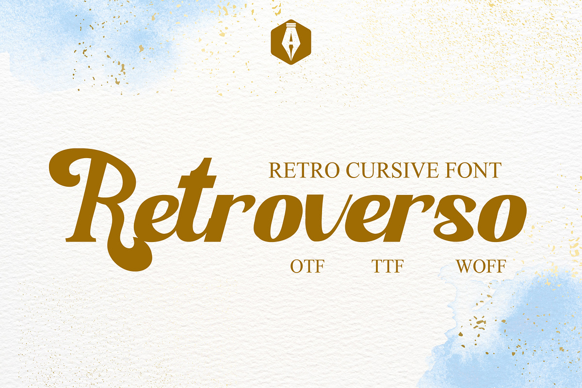 Retroverso Cursive Vintage Typeface, a Script Font by Anomali Creatype (Photo 1 of 10)
