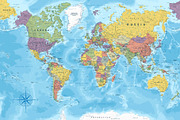 World Map - Highly Detailed Vector, a Graphic by PorcuPen Works (Thumbnail 1 of 6)