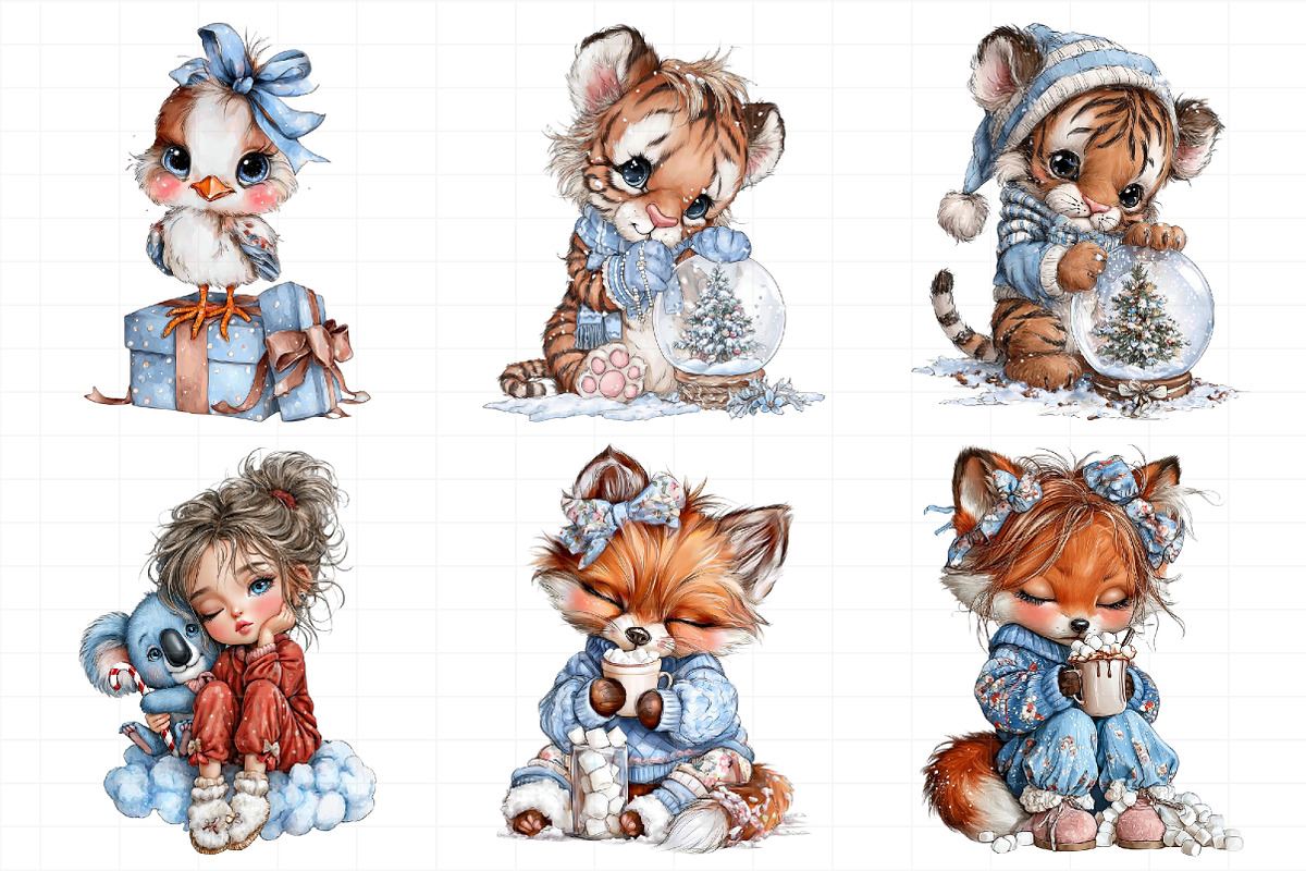 Cute Animals Christmas Clipart, an Illustration by Daily.Designs (Photo 3 of 5)