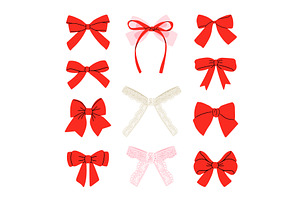 Various red bows, vector collection, an Object Illustration by Stock-Smart-Start