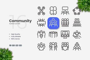 Community Outline Icons, an Outline Icon by Upnowgraphic