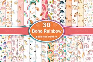 Boho Rainbow Seamless Pattern