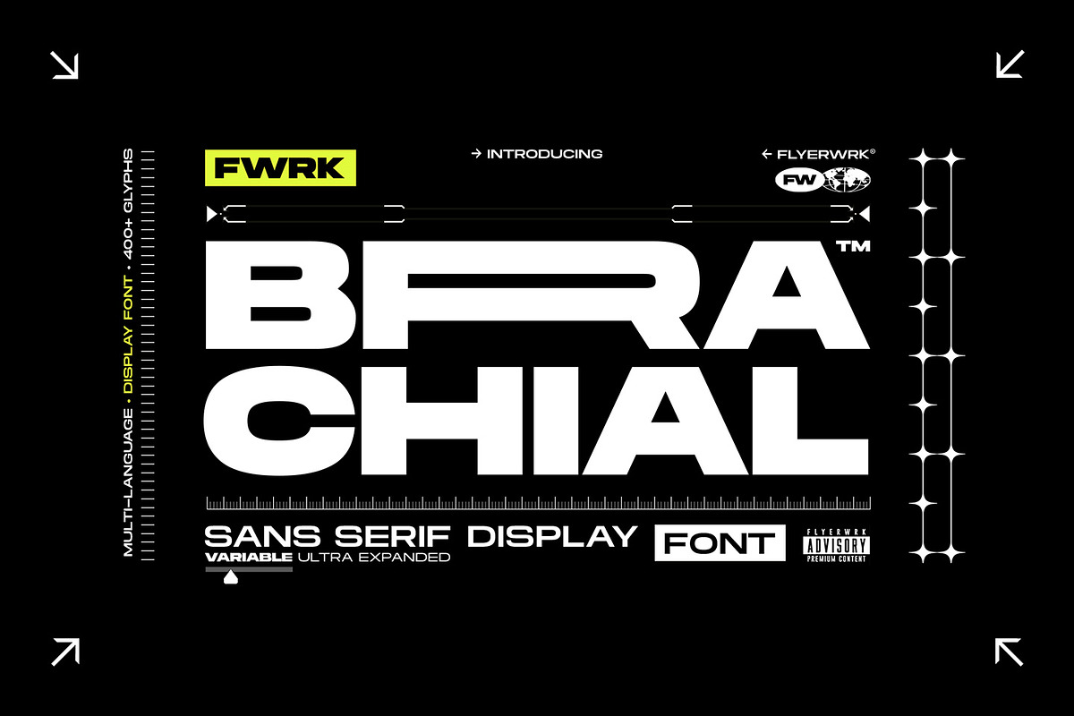 Brachial - Ultra Wide Font, a Sans Serif Font by FLYERWRK (Photo 1 of 10)