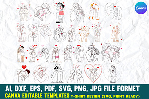 Romantic Line Art Valentine Design, a Pattern Graphic by VectorArtPrintableDesign