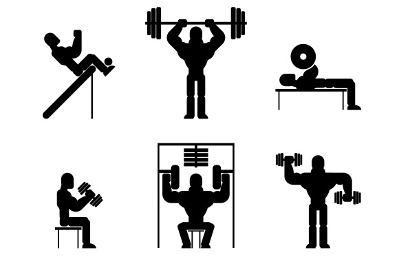 Bodybuilding And Weightlifting Icons
