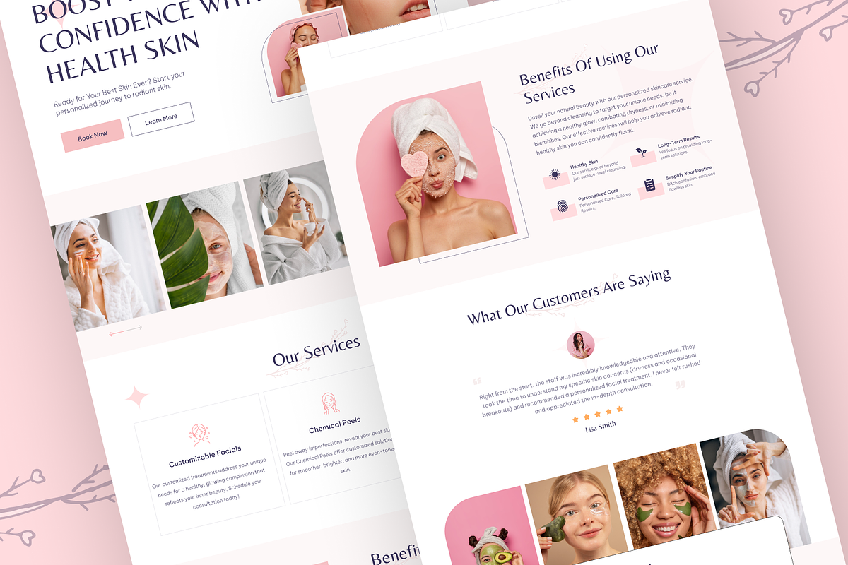 SkinCare Website Landing Page Design, an UI Kit Template by nwdigitalstore (Photo 4 of 4)