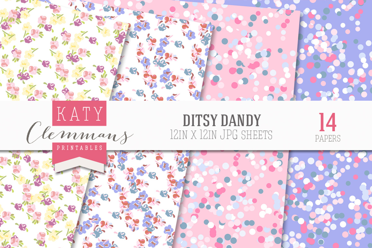 Ditsy Dandy patterned paper pack preview 3