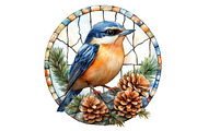 Fall Autumn Bird Stained Glass, an Illustration by Designworld (Thumbnail 5 of 6)