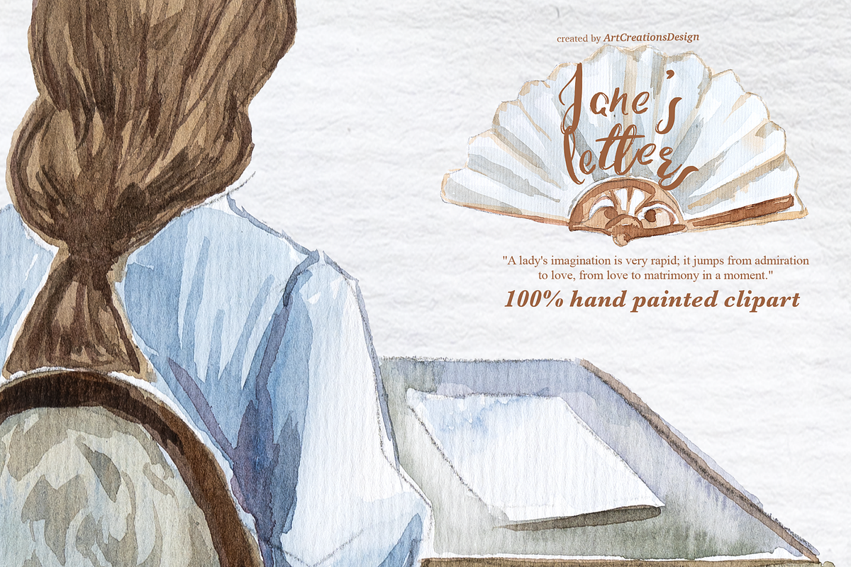 Jane's Letters: Hand Painted PNG, a Decorative Illustration by ArtCreationsDesign (Photo 4 of 11)