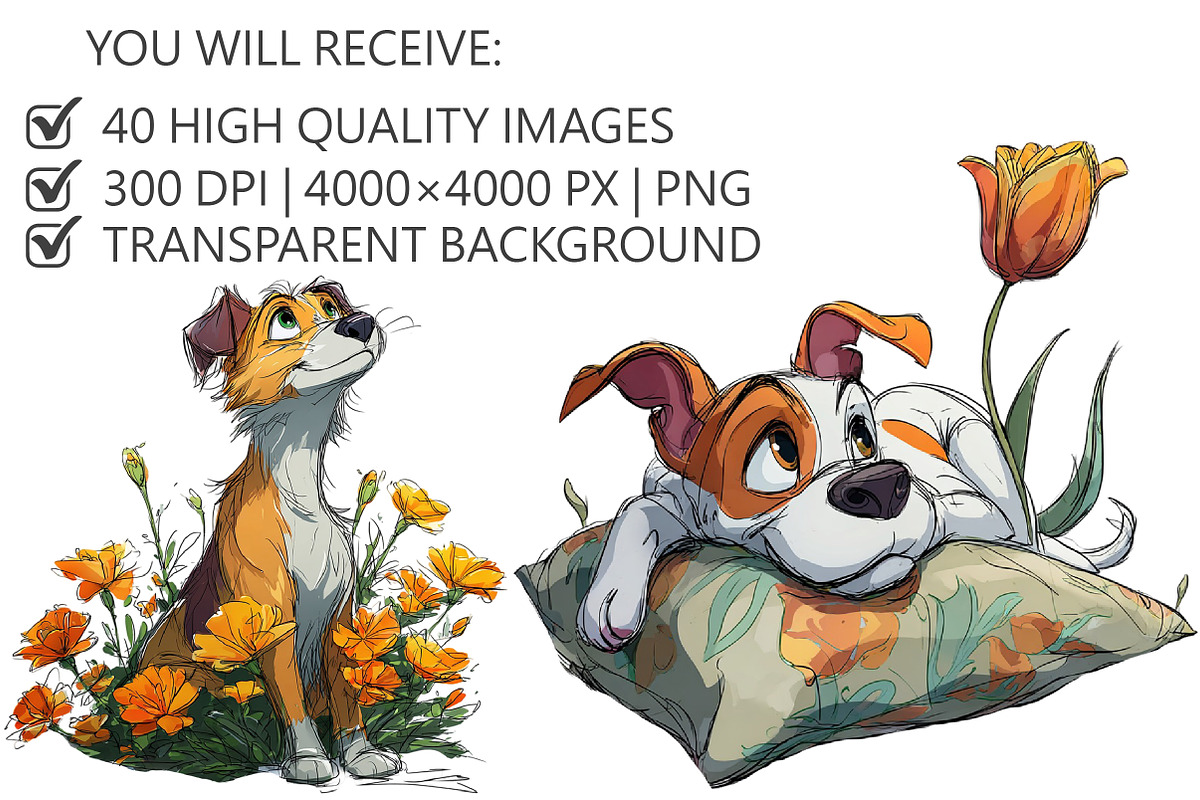 Floral Cute Dog Clipart, an Illustration by Pixels.Craft (Photo 2 of 5)
