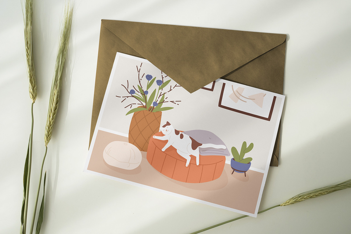 Cozy home scene with cat, an Animal Illustration by Good Studio (Photo 3 of 3)