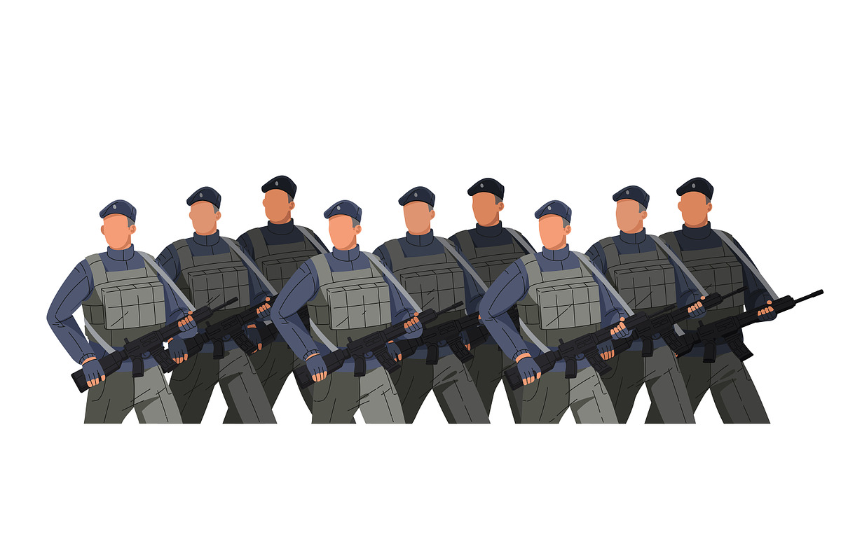 Armed forces, soldiers march, a Person Illustration by PaperTrident (Photo 1 of 3)
