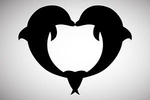 Two Dolphins in a Heart Shape, an Animal Illustration by Ghagra