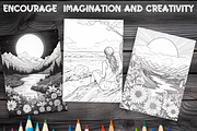 BOHO Nature Landscape Coloring Pages, a Brochure Template by LA Design (Thumbnail 8 of 10)