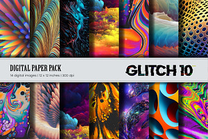 Glitch Psychedelic 10.Digital Paper., a Texture Illustration by KENO Mascots