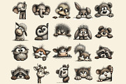 Whimsical Peeking Animal Clipart, an Illustration by Libby Wishes (Thumbnail 2 of 7)
