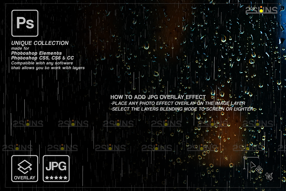Rain Photoshop Overlays, an Object Graphic by 2SUNS (Photo 3 of 9)