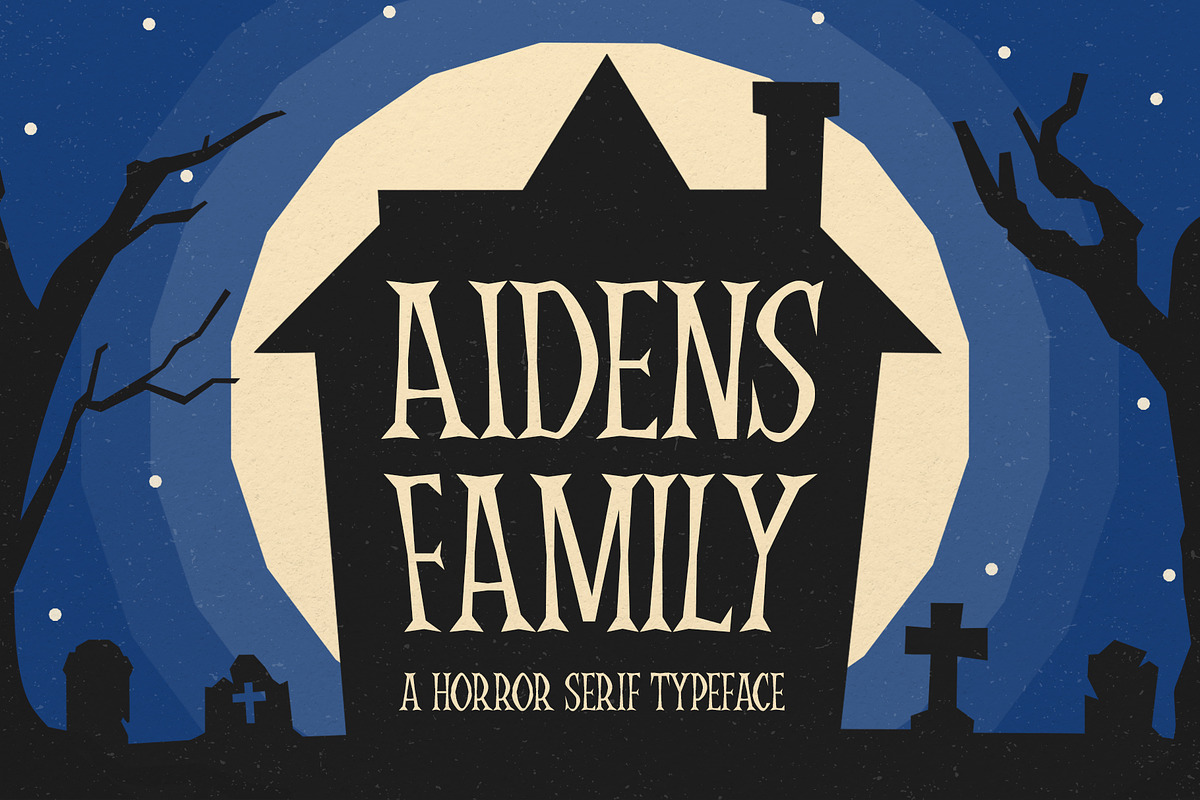 Aidens Family Font - Horror Font, a Serif Font by ariodsgn (Photo 1 of 9)