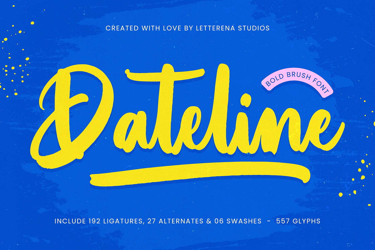Dateline Bold Brush Font, a Script Font by Letterena Studios Script (Photo 1 of 20)
