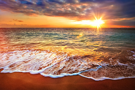 Calm ocean during tropical sunrise, a Nature Photo by f9photos