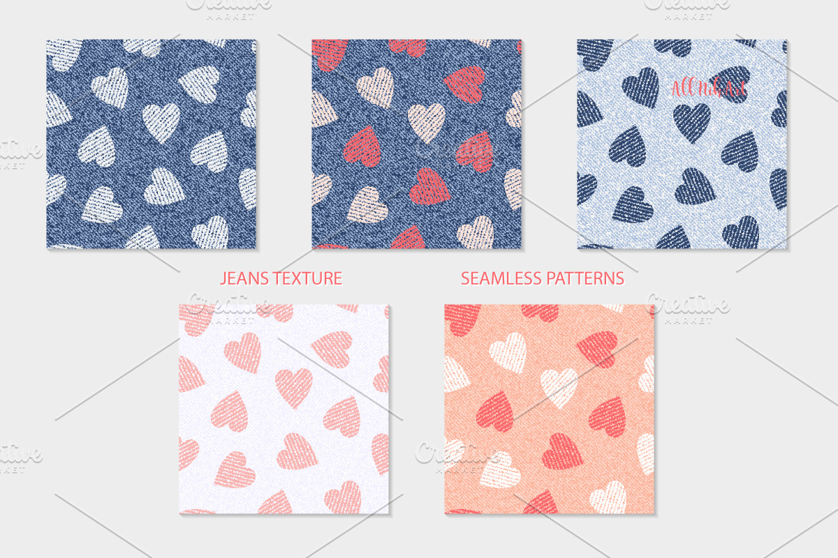 Hearts Denim Seamless Texture, a Pattern Graphic by AllNikArt (Photo 3 of 7)