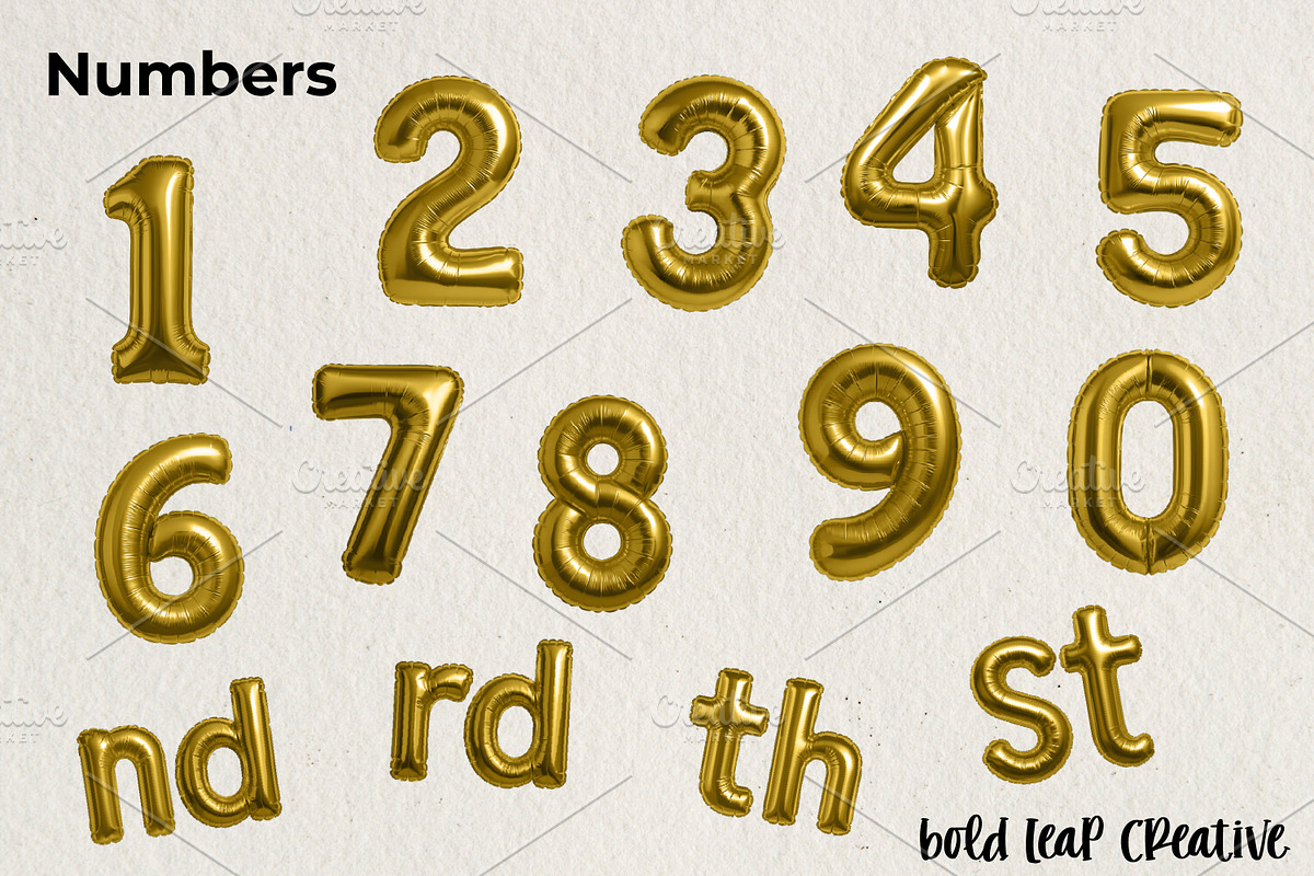 Gold Foil Number Balloon Pack, an Object Graphic by Bold Leap Creative (Photo 2 of 6)