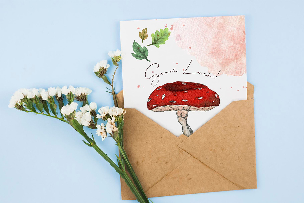 Autumn watercolor set Mushroom Magic, a Texture Illustration by paperlions (Photo 6 of 6)