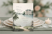 French Chateau Wedding Invitation, a Print Template by by creative paper (Thumbnail 1 of 3)