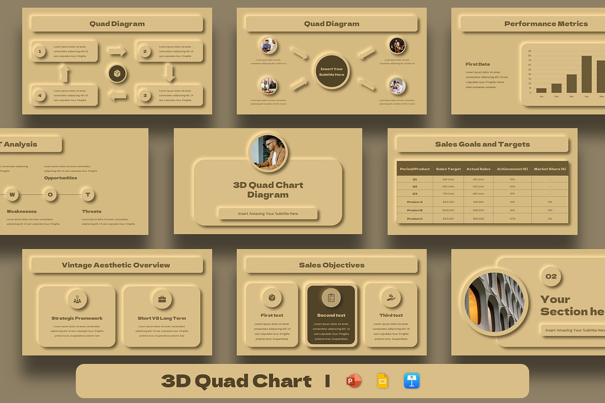 Neumorphism Quad Chart Presentation, a Presentation Template by BumbleGraph Studio (Photo 1 of 4)