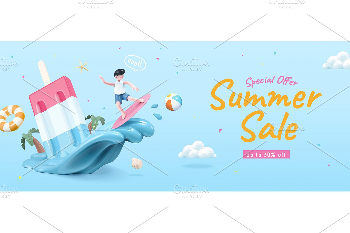 Playful Summer Sale Banner Template, a Marketing Template by TotallypicRF