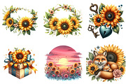 Sunflower Mother's Day Clipart, a Seasonal Illustration by DreamArtGraphic (Thumbnail 2 of 4)
