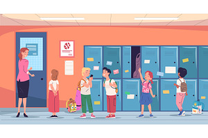 Students school corridor. Teacher, an Object Illustration by Stock-Smart-Start