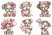 Whimsical Valentine Dog Clipart, an Illustration by Black Bird Studio (Thumbnail 2 of 6)