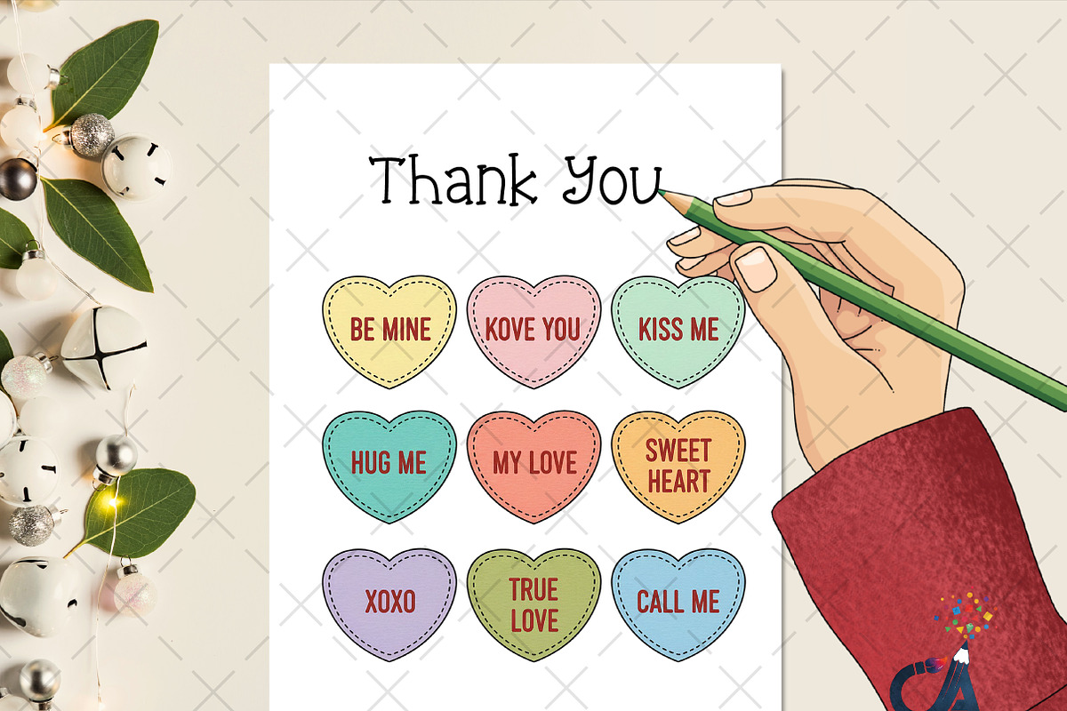 Valentine's Candy Heart Sublimation, an Illustration by Creative Art (Photo 2 of 6)