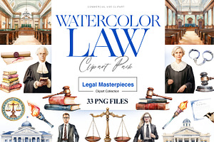 Watercolor Law Clipart, Lawyer PNG, a Work Illustration by BrushstrokeArtGB