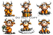 Funny Christmas Highland Cow Clipart, an Illustration by Craft Nest (Thumbnail 7 of 8)