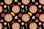 Watercolor pizza collection, a Pattern Graphic by lenavetka87 (Thumbnail 3 of 3)