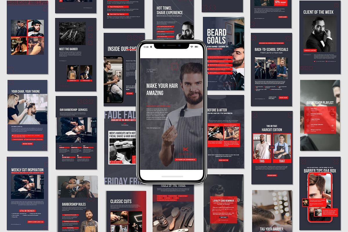 Animated Barber Salon Instagram Kit preview 5