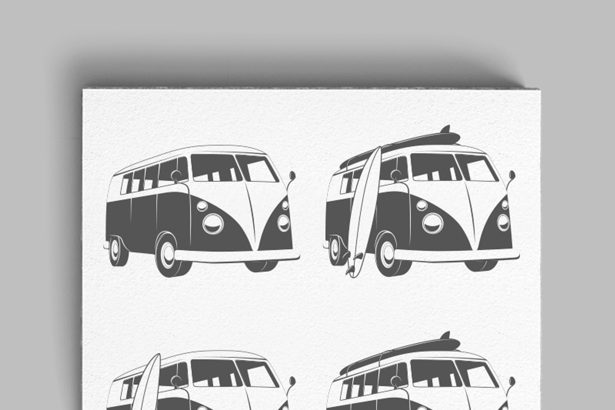 Vintage surfers bus, an Illustration by 1baranov
