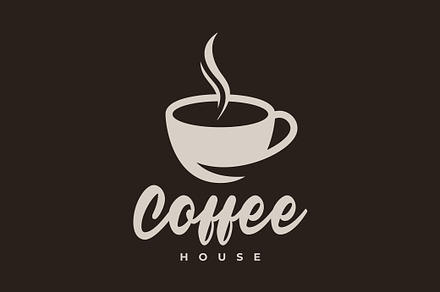 Coffee Cup Logo On Dark Back, Coffee