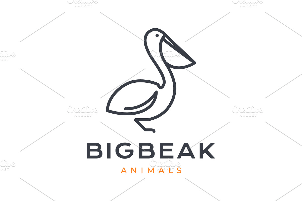 pelican bird big beak simple logo, a Branding & Logo Template by devastd