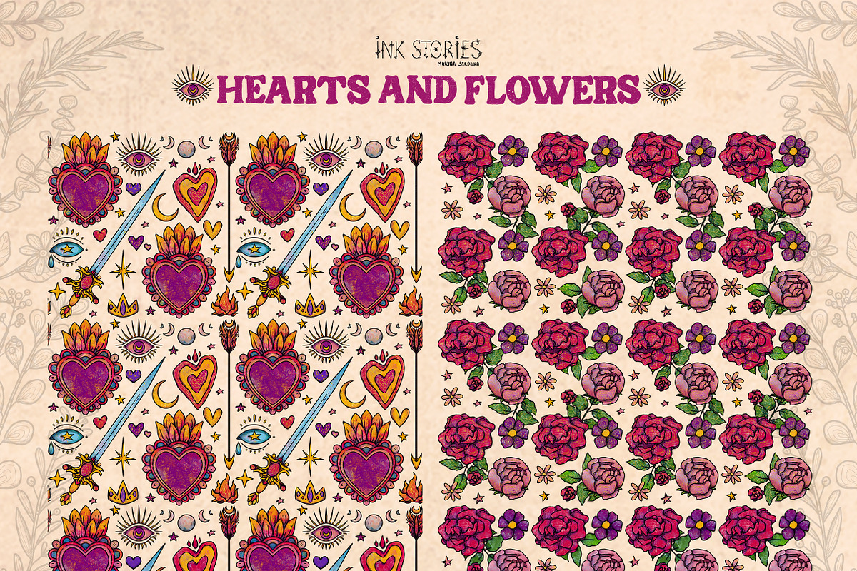 Hearts and Flowers Boho Vintage Set, a Decorative Illustration by Ink Stories (Photo 15 of 24)