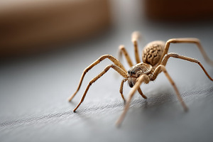 Brown spider walking on a surface, an Animal Photo by MistyDay