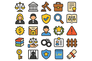 Law and Justice Icon Set, an Object Graphic by RT Studio