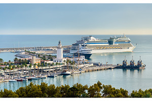 View of the seaport in Malaga, Spain, a Transportation Photo by Leonid Andronov