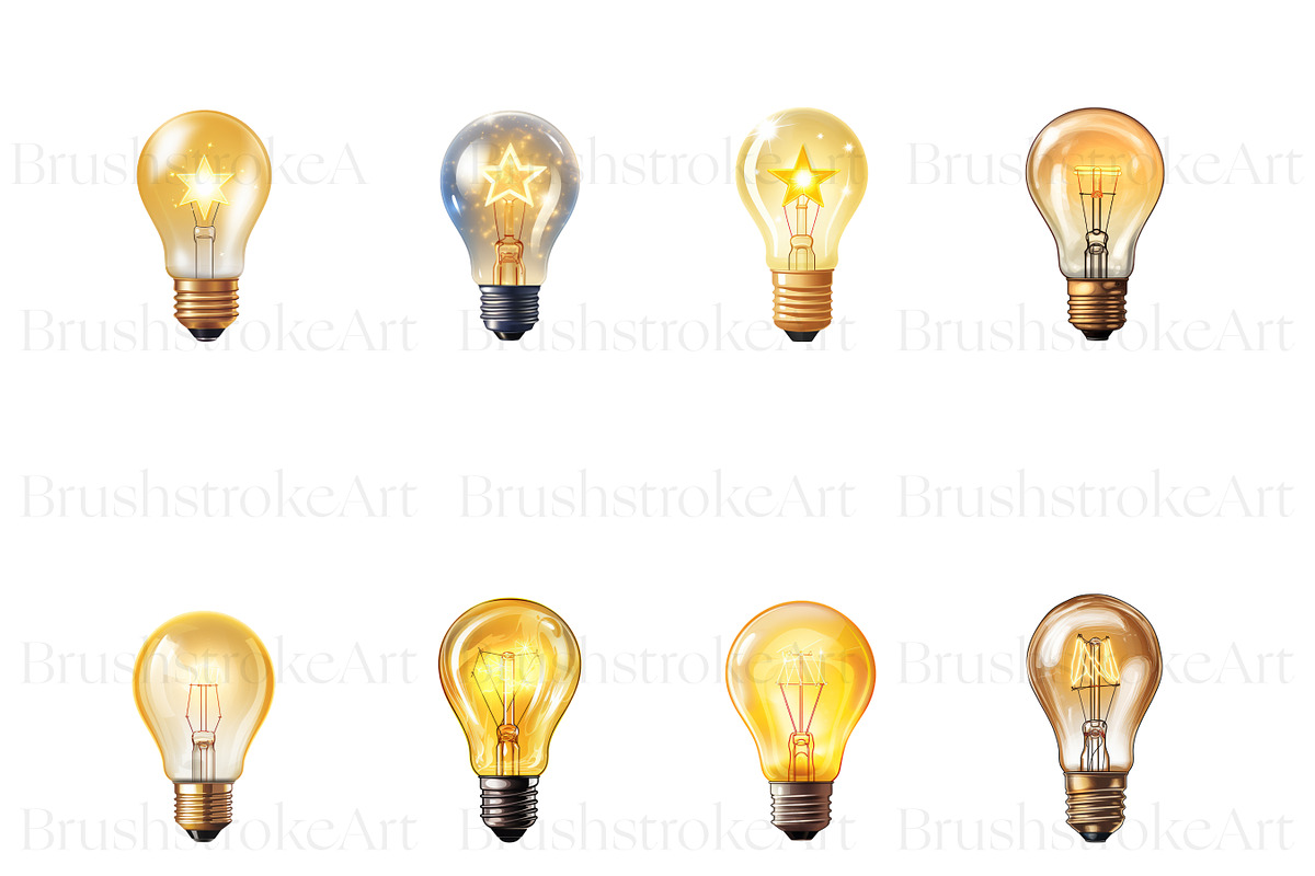 Light Bulb Clipart, Vintage Bulb PNG, an Object Illustration by BrushstrokeArtGB (Photo 5 of 9)