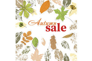 Autumn Sale with Leaves. hand drawn, an Illustration by Nenahliadava Design