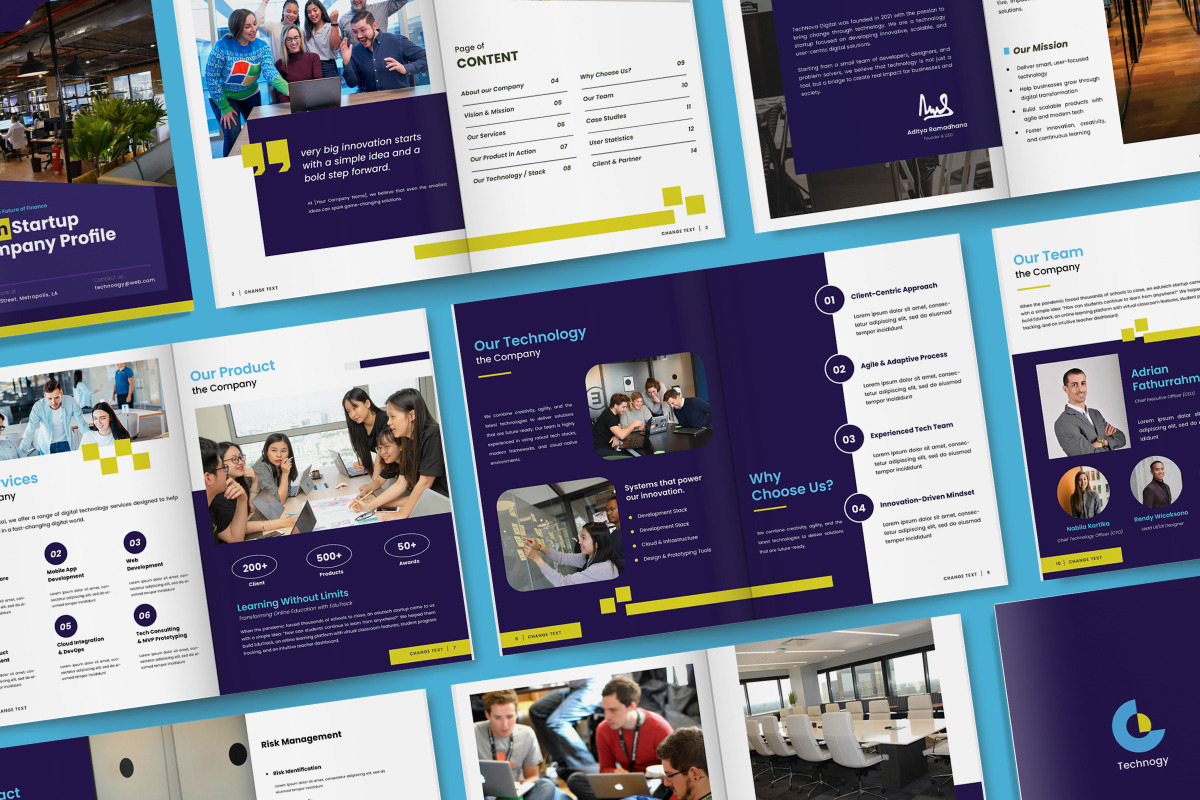Modern Tech Startup Company Profile, a Brochure Template by twinstd (Photo 5 of 6)