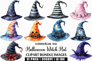 Watercolor Halloween Witch Hat PNG, an Illustration by Craft Nest